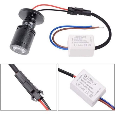 10 x mini projecteurs encastrés à LED, mini projecteur 1WLED, avec pilote, 85-265v [classe énergétique A+] (noir, lumière froide) (1/4)