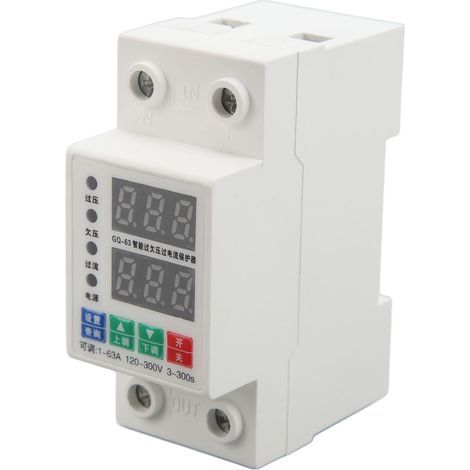 Voltmètre à Rail DIN biphasé, protection contre les surtensions et les surintensités réglables automatiquement, disjoncteur 120-300V 1A-63A (1/5)