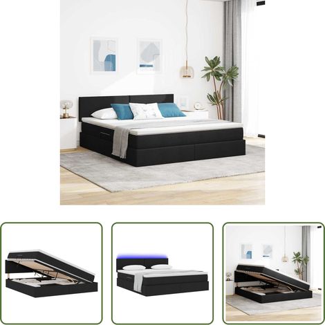 LED Bett - Bett mit Stauraum und LED mit LED Schwarz 160 x 200 cm Stoff (1/5)