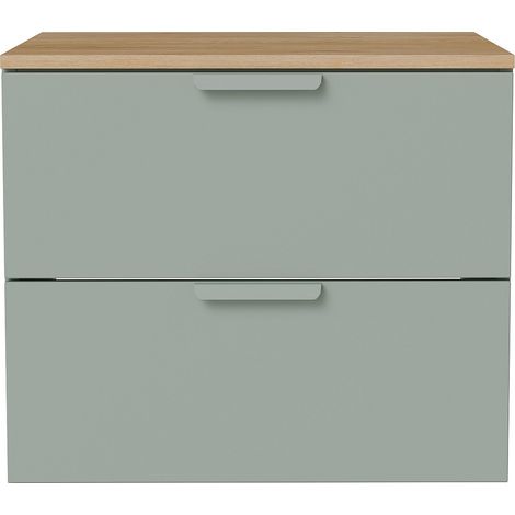 Mobile sotto lavabo sospeso con ripiano Verde mandorla L60 cm – AVORELI (1/3)