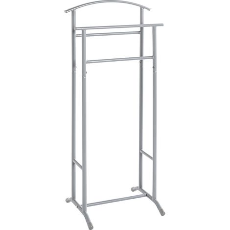 Valet de nuit double en métal gris - Longueur 48 x Hauteur 107 x Profondeur 36 cm (1/5)