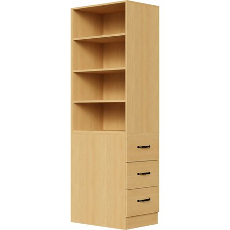 CAIziBibliothèque extra étroite de 180 cm de haut avec tiroirs latéraux - étagères réglables, côtés interchangeables gauche/droite, adaptée aux petits espaces - buffet, meuble haut de salon, bibliothè