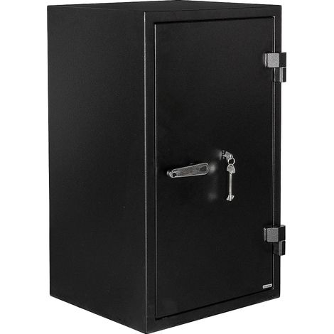 Coffre-fort S2 à clé en acier noir - anti-effraction et feu - L48 x l43,5 x H83 cm - 78L - MIRILO (1/5)