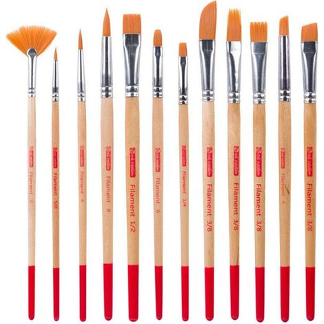 12 pinceaux - Peinture aquarelle - Assortiment formes - Synthétiques - Art Creation