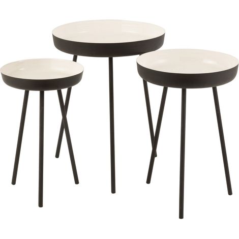 Set de 3 tables métal bicolores Pino D 52-D 43-D 36cm (1/5)