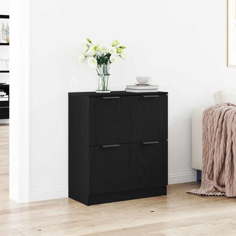 Buffet 4 portes chêne noir en bois d’ingénierie 60 x 30 x 70 cm - PANGIVO (1/5)