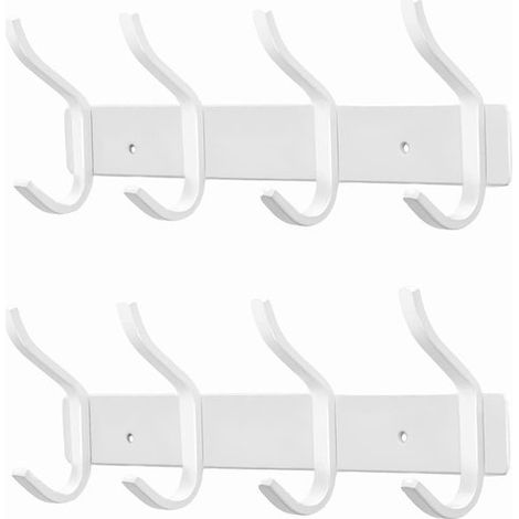 Wandgarderobe mit 4 Haken, Handtuchhaken aus Edelstahl (weiß, 4 Haken, 2er-Pack) (1/5)