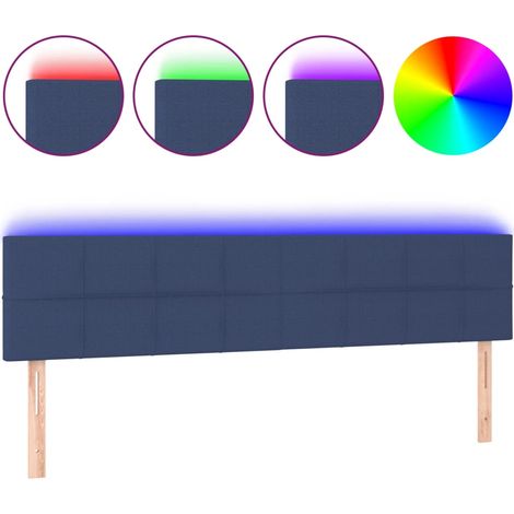 Testiera Testata del letto a LED Blu 200x5x78/88 cm in Tessuto (1/4)