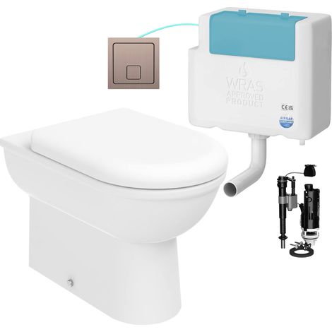 Gloss White D Shape Back to Wall Toilet and Concealed Cistern Set - Bottom Entry (1/4)