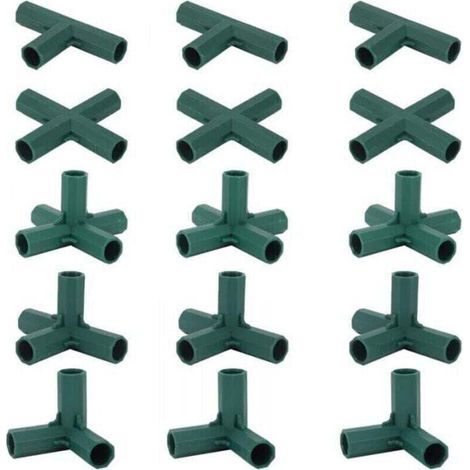 Lot de 15 Connecteurs De Cadre De Serre, Connecteurs d'angle pour Cadre De Jardin Tige d'hélice de 16 mm 5 Types de Support Stable Robuste pour Serre (1/4)