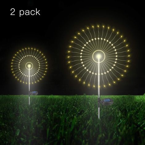 MINKUROW Luz Solar Para Jardín, 105 Luces Led Solares Para Fuegos Artificiales, Decorativa Resistente A La Intemperie Para Exteriores, Luz De Paisaje Para Jardín, Césped, Patio, Camino (Blanco Cálido, (1/5)