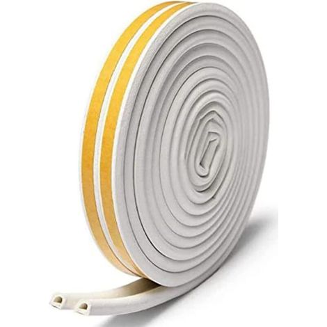 10m Joint d'étanchéité autocollant pour portes, joints de fenêtre en mousse, joint en caoutchouc, joint en caoutchouc, anti-collision, anti-sonorisation, étanche, étanche à la poussière Blanc (1/5)