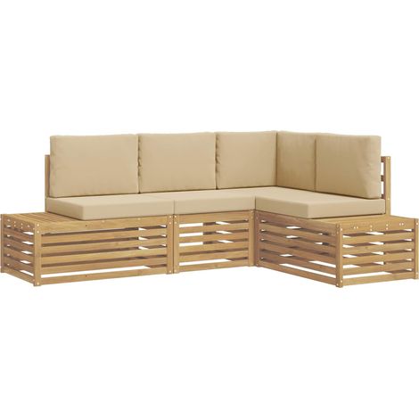 Ensemble de canapés d'extérieur avec coussin 4 Pièce Blanc vidaXL (1/5)