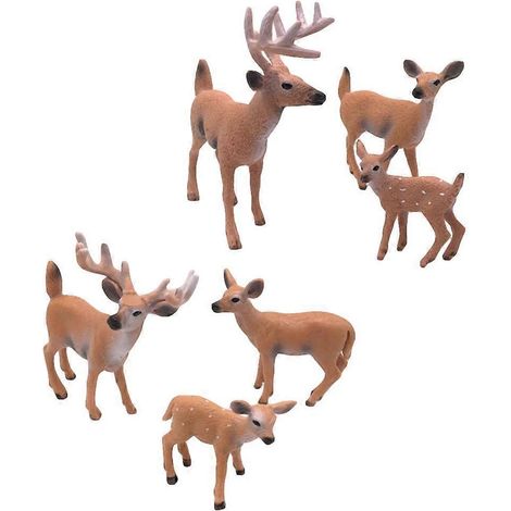 Lot de 6 figurines de cerfs de Virginie - Décorations animales - Jouet - Cadeau artisanal pour la maison ou le bureau-6pcs (1/4)