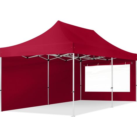 3x6 m Faltpavillon PROFESSIONAL Alu 40mm, Seitenteile mit Panoramafenstern, rot (1/5)