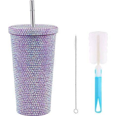 500-ml-Edelstahl-Trinkflasche mit Strassverzierung, isolierter Becher für Damen (1/5)