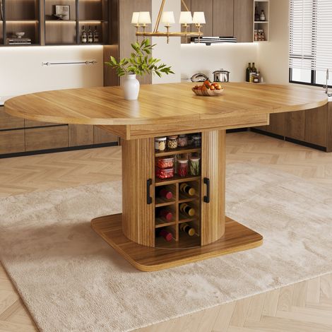 Tavolo allungabile con contenitore MDF e metallo 118-158 x 118 x 76 cm marrone scuro OKWISH (1/5)