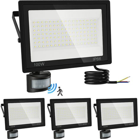 TolleTour LED Fluter mit Bewegungssensor 4X 100W Außenbeleuchtung Scheinwerfer Strahler Kaltweiß