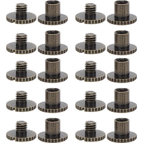 10 pièces rivets à tête plate à cannelures laiton pour fixations ceintures sacs à dos meubles bronze (1/5)
