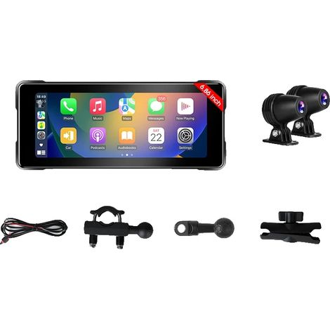 GPS per moto, CarPlay wireless, registrazione con doppia telecamera, con DVR 1080P, nessuno (1/2)