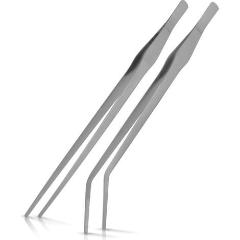 Pince Aquarium Longue 2 pièces, 38 cm Acier Inoxydable INOX Brucelles Courbes et Droites, Aquarium Terrarium Aquascaping Kit pour le jardinage, l'utilisation en laboratoire (1/5)