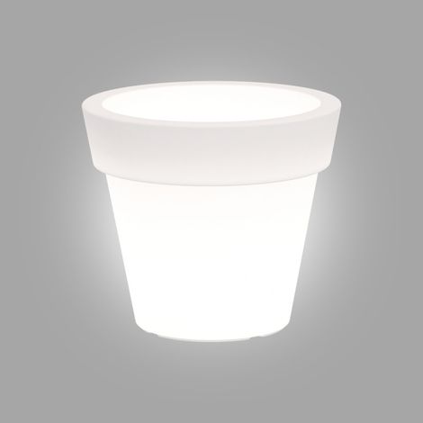 Vaso luminoso moderno di design Ø80 H70 in polimero resistente con LED bianco per interno ed esterno - Made in Italy - Monacis