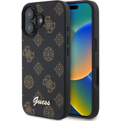 Guess GUHMP16SPGPYSK iPhone 16 6.1" nero/custodia rigida nera Peony Script MagSafe (1/5)