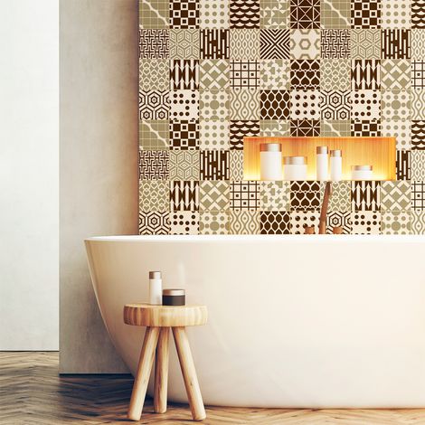 Sticker Mural Carrelage adhésif Cuisine Salle de Bain - 24 STICKERS CARRELAGES SCANDINAVE SCOTLAND - 24stickers10x10cm (1/5)
