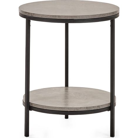 Table circulaire avec étagère Béton (1/4)