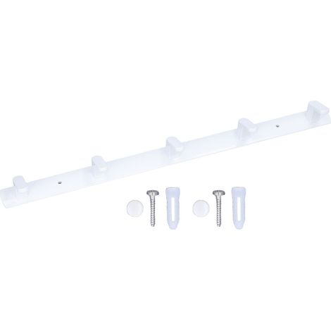 Porte-manteau mural moderne et élégant, avec 5 crochets, pour salle de bain, salon, blanc (1/5)