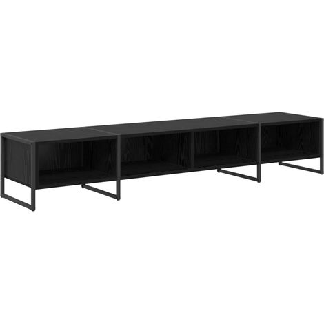 Mobile porta TV rettangolare moderno in stile industriale 170,5 x 36 x 30,5 cm in legno ingegnerizzato rovere nero 020054547