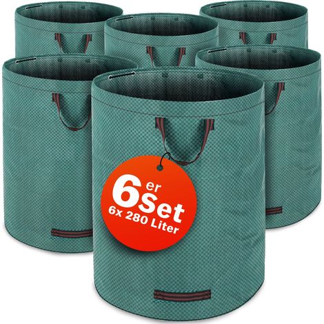 GARDEBRUK® Sacos para Desechos de Jardín 280L hasta 50Kg 77x67 3 Asas Bolsa de Jardinería Plegable Doble Costura Hidrófuga 6x Laubsack (de)
