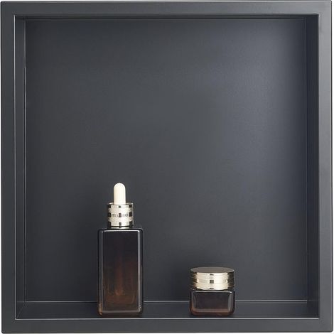 Niche de Douche Encastrable VEVOR Étagère Murale Étanche 33x33 cm Acier Inoxydable 304 Rangement Salle de Bain Noir (1/5)