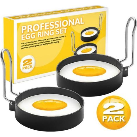 Lot de 2 anneaux à œufs antiadhésifs en acier, moules pliables pour omelettes parfaites (7.5 cm) (1/5)