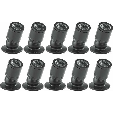 Mini Spot à LED Mini Spot Encastré Encastrable au Plafond 1W avec Pilote 100-265V AC pour Maison/Armoire à Vin/Armoire à Bijoux/Salon/Placard, 10pcs[Classe énergétique A+] (Noir, Lumière chaude) (1/4)