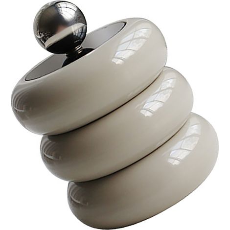 Porte-coton-tige design nordique, distributeur de coton-tige de bureau, boîte de rangement anti-poussière en forme de donut, coffret de maquette avec couvercle, kaki, 3 étages (1/5)