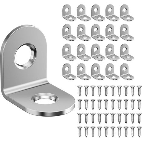 20 équerres métalliques 20 mm à 90° + 40 vis, renfort meubles et structures bois (1/5)