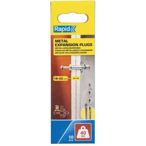 Verankerungen mit Erweiterung - RAPID - Metall für Gipswand 18-32mm - Packung 10 - Maximalbelastung 40 kg - (5001551)