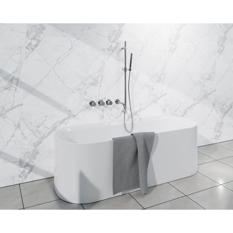 Fortifura Nebbio Ensemble combiné baignoire - mitigeur thermostatique - barre coulissante avec coude mural intégré - flexible de douche lisse - (1/5)