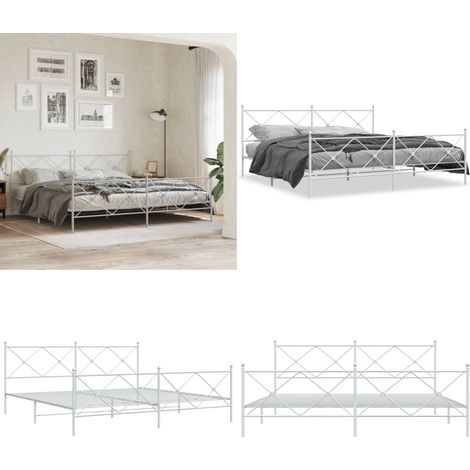 Bettgestell mit Kopf- und Fußteil Metall Weiß 200x200 cm - Bettes Gestell - Doppelbett - Metallbett - Weißes Bettgestell - Boxspringbettfassung - Home & Living (1/5)