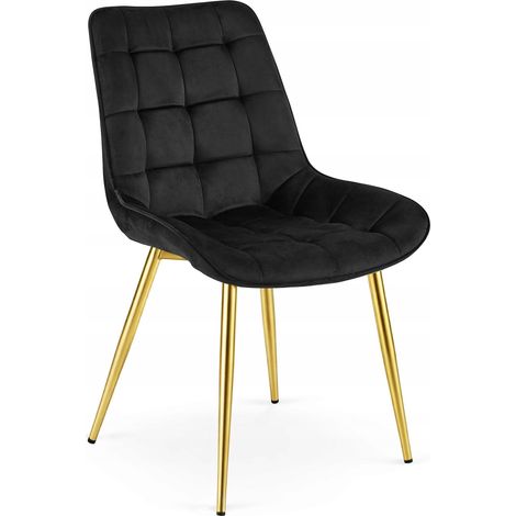 Chaise - leobert - bera - velours noirpieds dores - 54 x 60 x 88 cm 211770227