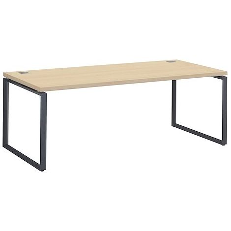 Bureau droit chêne clair L 200 x P 90 cm, piètement métal format carré - Milano - piétement anthracite - Maxiburo (1/3)