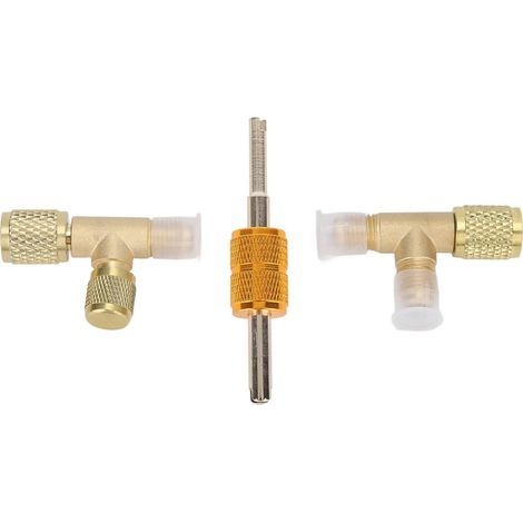 Raccord en T en laiton à noyau de 1/4 po, adaptateur à coupleur rapide, raccords en T d'accès pour manomètre à vide, réfrigérants R22, R12 et R134.