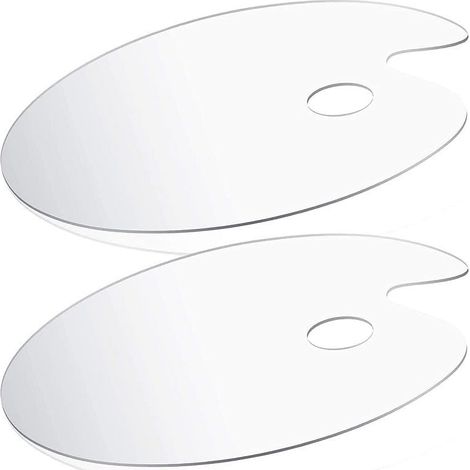 2 Stück Mischpalette Transparent Oval, Kunst-Paletten mit Griffloch für Ölfarben & Acryl, Malerzubehör für DIY-Malerei