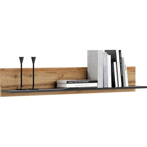 Mensola da parete Shelf 100 in rovere e nero (1/3)