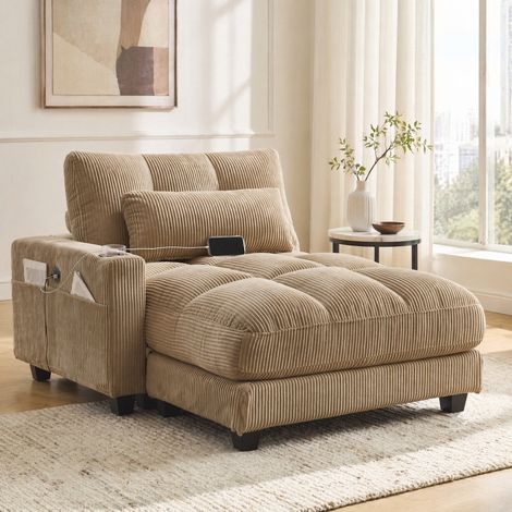 Fauteuil lounge large avec USB et porte-gobelets OKMYHOME (1/5)