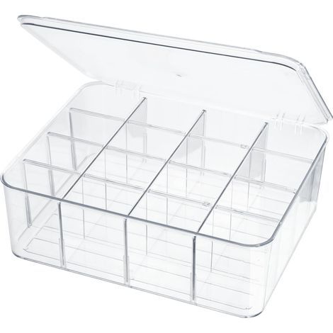 Séparateurs de tiroir pour chaussettes, sous-vêtements, 16 compartiments amovibles en plastique avec couvercle, organiseur de rangement pour écharpes, cravates, soutien-gorge, organiseurs de (1/5)