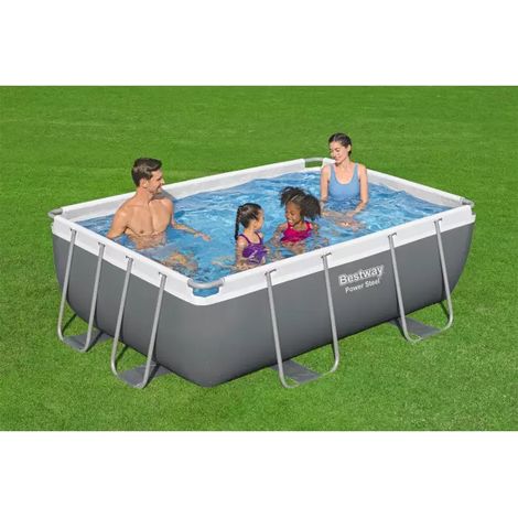 Bestway – Piscine tubulaire rectangulaire en acier 282 x 196 x 84 cm – Capacité 3662 L – Pompe de filtration incluse – Montage rapide (1/3)