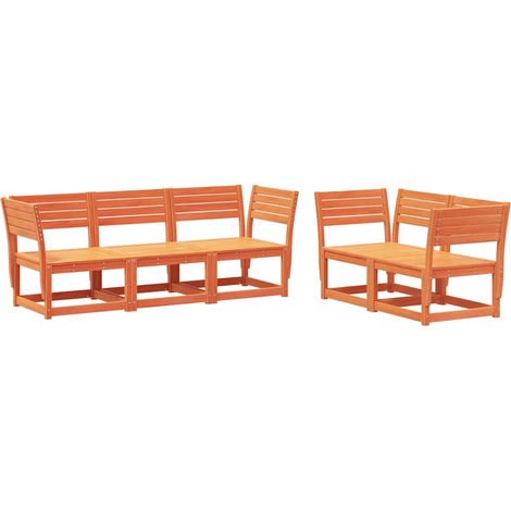 Maison Exclusive - Set Divani da Giardino 5 pz Marrone Cera Legno Massello Pino (1/5)