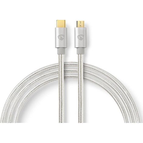 Cable usb usb 20 usb c macho usb micro b macho 10w 480mbps chapado en oro 300 metros redondo trenzado nailon aluminio caja con ventana cubierta
